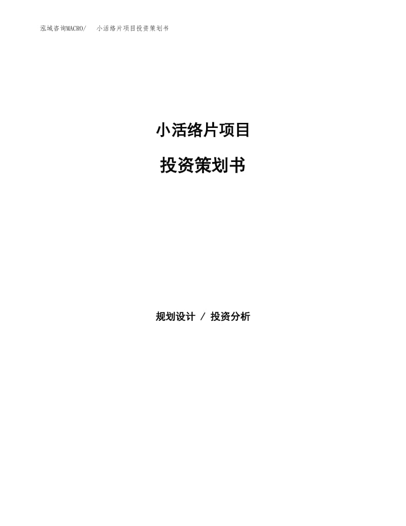 小活絡(luò)片項目投資策劃書